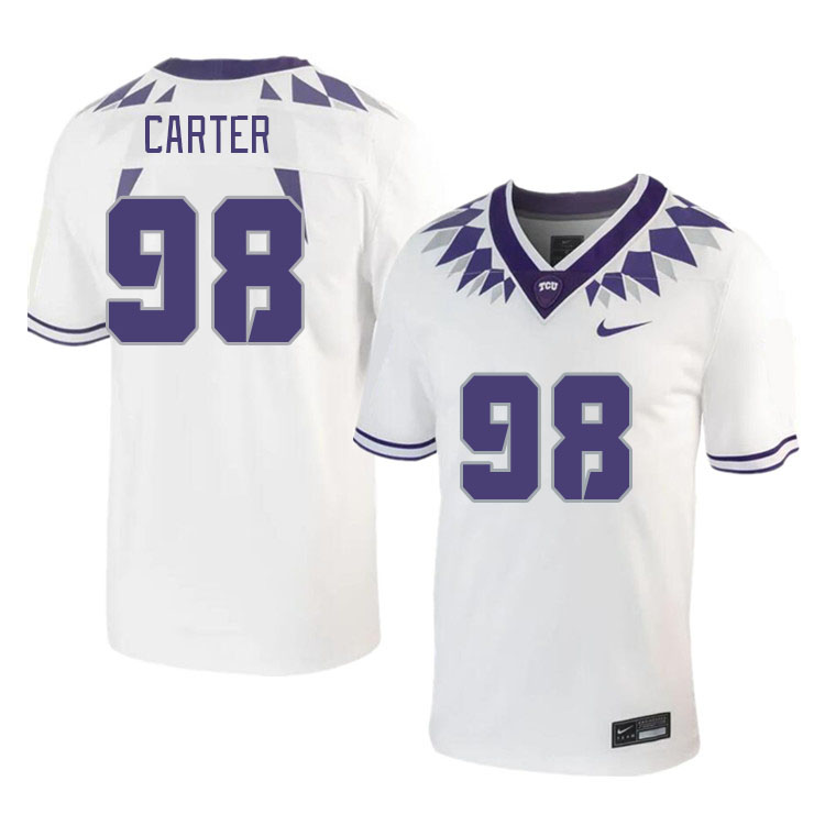 Men #98 Avion Carter TCU Horned Frogs 2023 College Footbal Jerseys Stitched-White - Click Image to Close